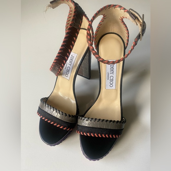 Jimmy Choo Shoes - Jimmy Choo leather patchwork leather platform sandals with defect. New sz 37.5